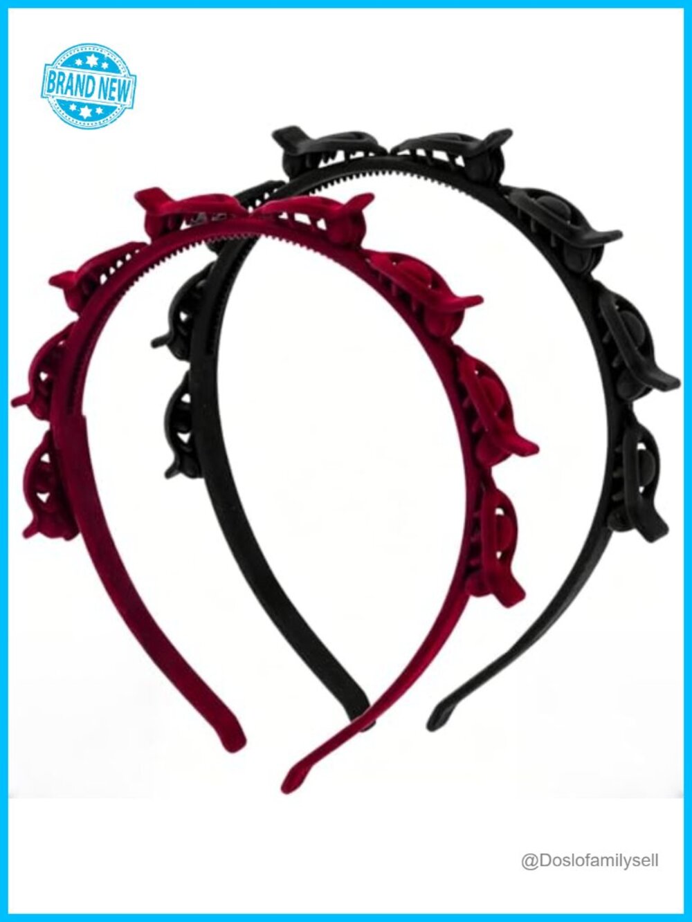 Braided Weave Bangs Headband with Teeth Non-Slip Hair Clips for DIY Styling